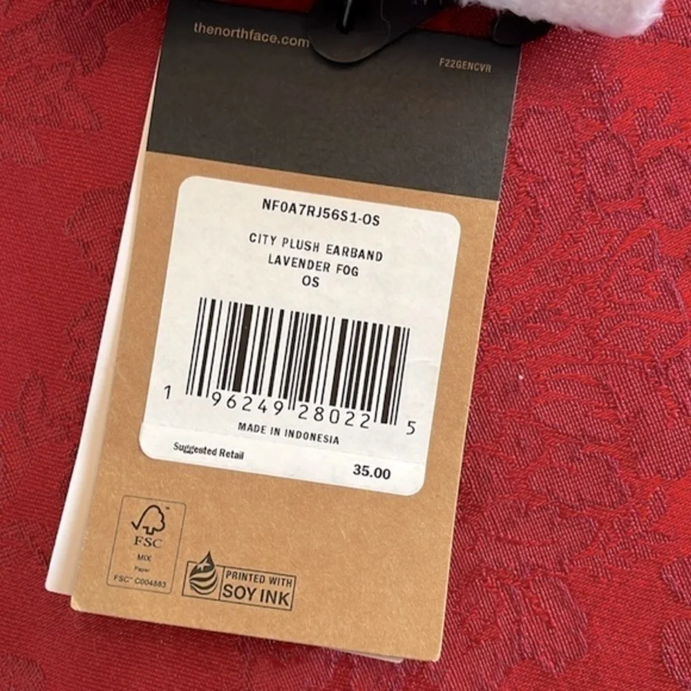 Brand New The North Face Lavender Fog City Plush Earband & Knit Mittens Fleece